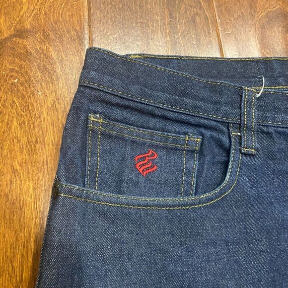 Rocawear Vintage Y2K Embroidered Straight Navy Blue Jeans Mens Size 38 x 30 - Picture 4 of 12